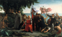 “Il primo sbarco di Colombo in America”, dipinto del pittore spagnolo Dióscoro Teófilo Puebla Tolín (1862).