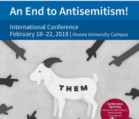 Poster della conferenza internazionale “An End to Antisemitism” (Vienna, 2018).