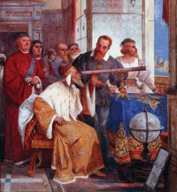 Galileo Galilei mostra l'uso del cannocchiale al Doge di Venezia (affresco di Giuseppe Bertini, 1858). 