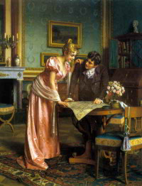 Planning the Grand Tour, olio su tela di Emil Brack (1860–1905).