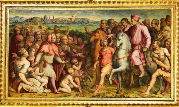 Fig. 2 - Cosimo rientra dall'esilio, Vasari, Firenze, Palazzo Vecchio Cosimo rientra dall'esilio