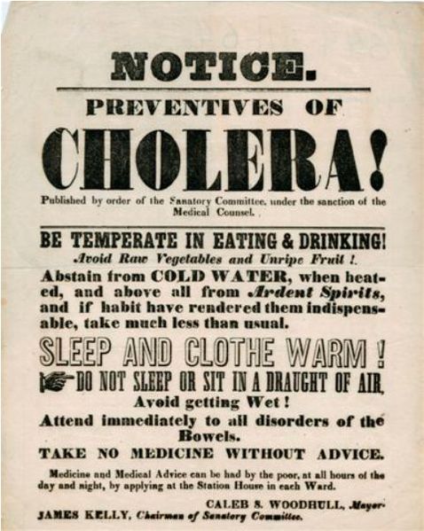 Un manifesto usato a New York durante un’epidemia di colera (1865)