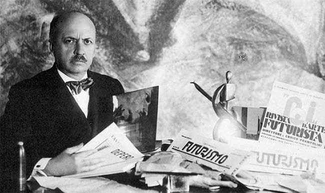 Filippo Tommaso Marinetti, fondatore del Movimento Futurista (1876 - 1944 ).