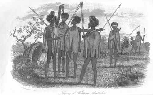 Illustrazione intitolata “Natives of Western Australia” (John Lort Stokes, “Discoveries in Australia”, 1846).