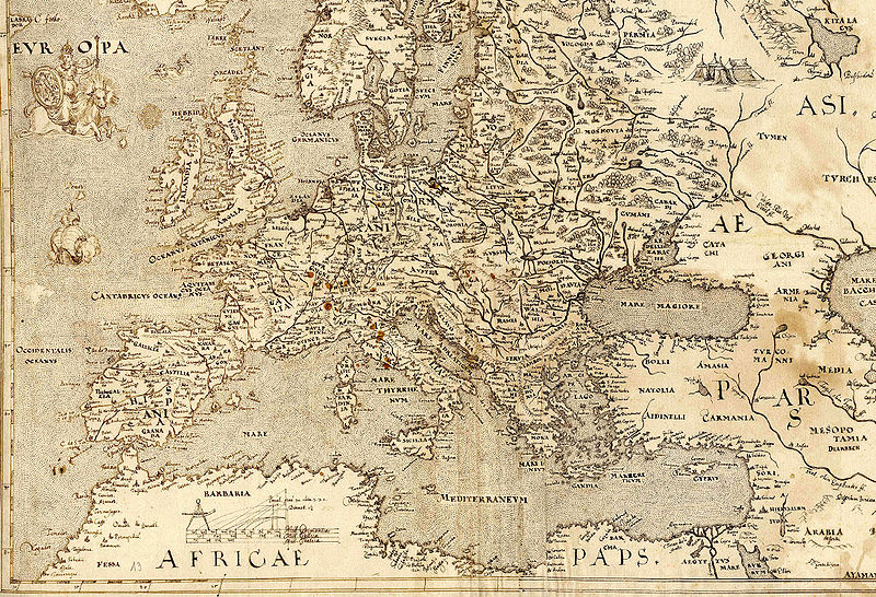 Map of Europe, drawing of c. 1570.