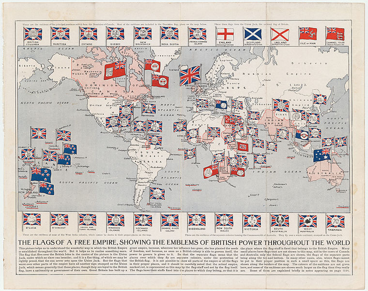 The Flags of a Free Empire, Showing the Emblems of British Empire Throughout the World (1910).