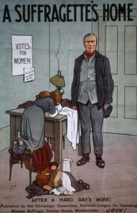 Manifesto della National League for Opposing Woman Suffrage, 1910 circa, Regno Unito.