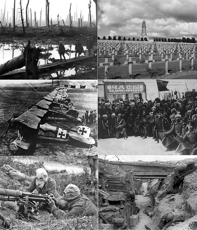 Collage di immagini della Prima guerra mondiale..