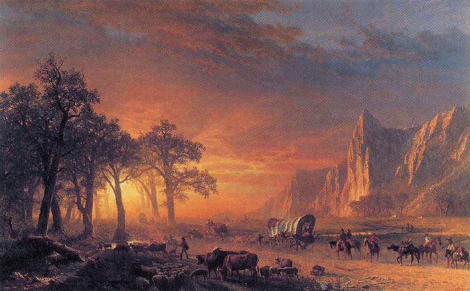 “Emigrants Crossing the Plains” olio su tela di Albert Bierstadt, 1867