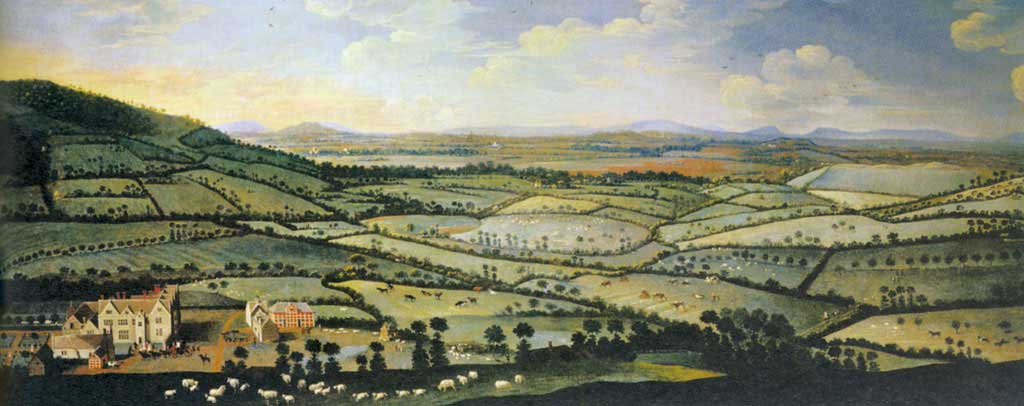 I campi recintati in Inghilterra (enclosures), raffigurati in un dipinto del Settecento