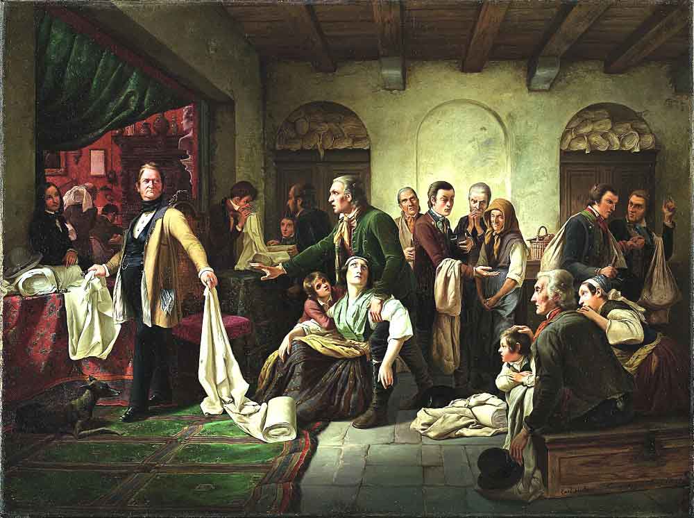 Weberaufstand: la “Rivolta dei Tessitori” in Slesia, 1844, dipinto di Carl Wilhelm Hübner (1846)