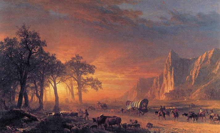 “Emigrants Crossing the Plains” olio su tela di Albert Bierstadt, 1867