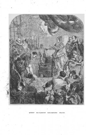 7.La regina Elisabetta nomina cavaliere Drake The Illustrated Magazine of Art Vol. 2 No. 8 1853