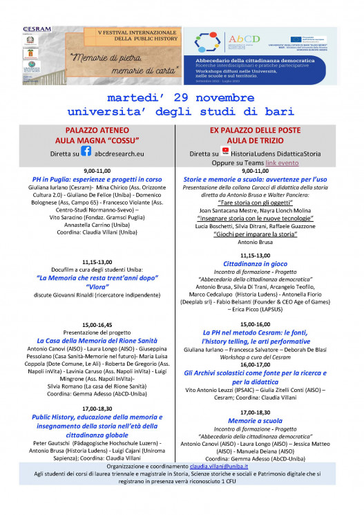 MARTEDI 29 novembre GENERALE